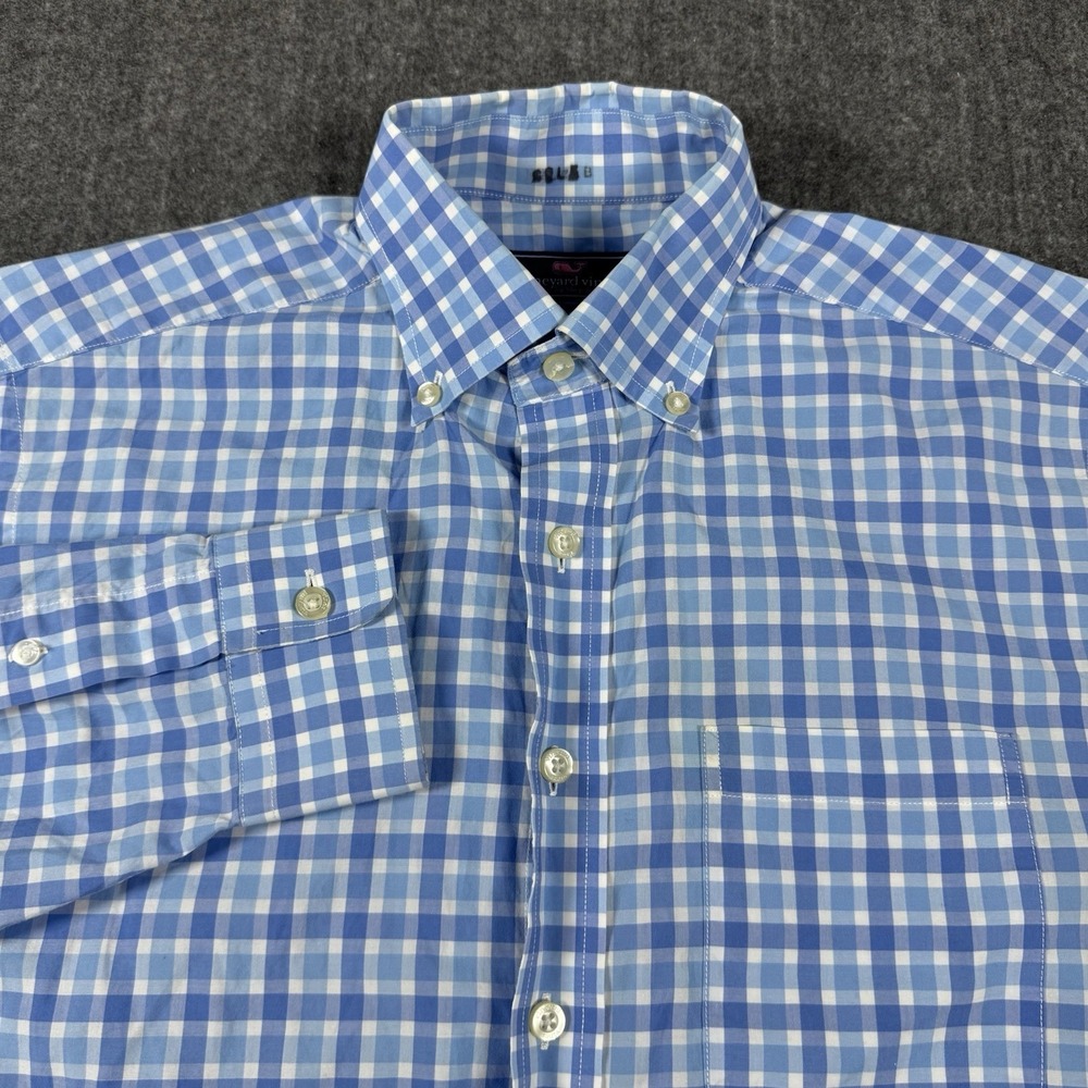 Vineyard Vines Men's S Murray Shirt Blue White Check Long Sleeve Cotton